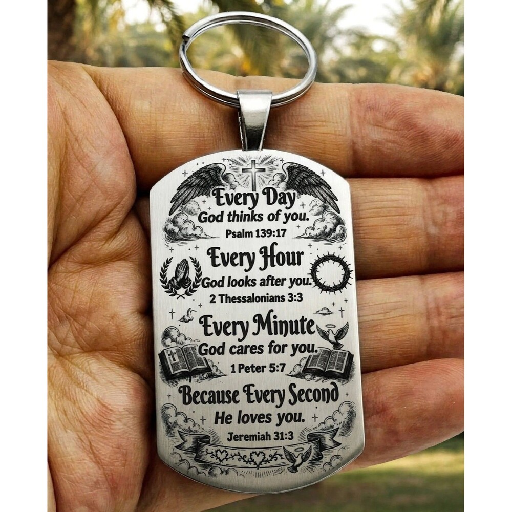 Psalm 139: 17 Thinks Bible Jesus Lord Christ Cross Stainless Keychain Art God